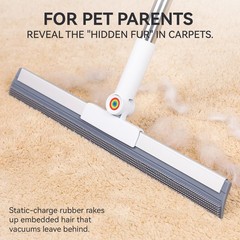 Muee Squeegee Broom For Floor 62 Long Handle Rubber Broom For Pet Hair Removal