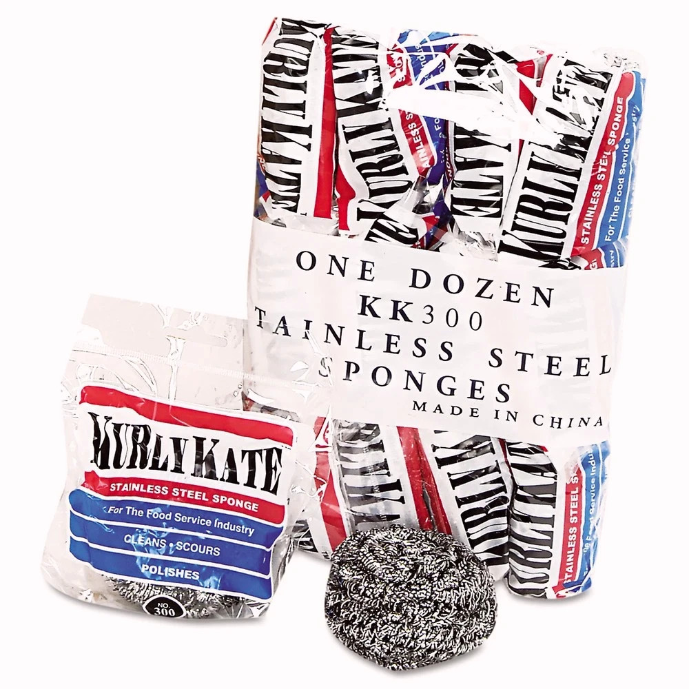 Kurly Kate 300 Stainless Steel Scrubbers – Medium/Steel Gray (12/Carton) New