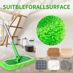 4PCS Reusable Microfiber Mop Pads Compatible with Swiffer Sweeper, Green