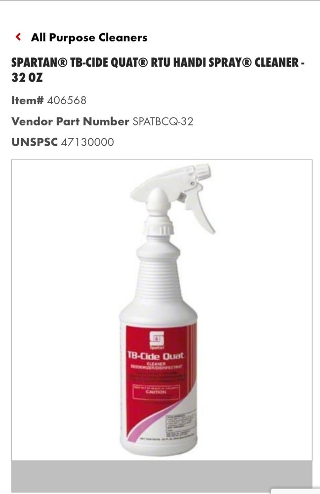 Spartan TB-Cide Quat Cleaner and Disinfectant, 1 Quart