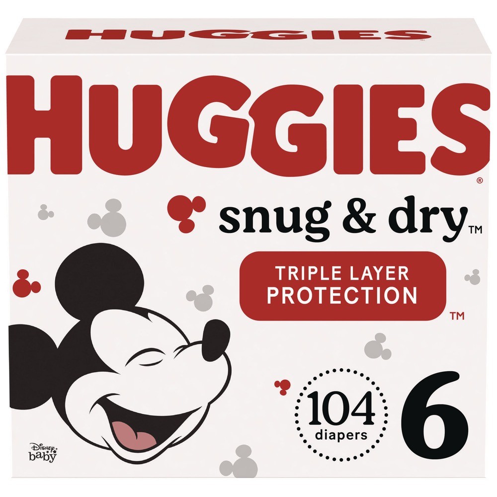 Kimberly-Clark 51516 Sung and Dry 35 lbs. and Up Diapers – Size 6 (104/CT) New