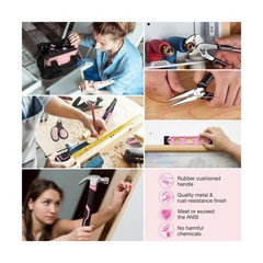 WORKPRO Pink Tool Kit with Drill, Tool Set with 20V Cordless Lithium-ion Dril…
