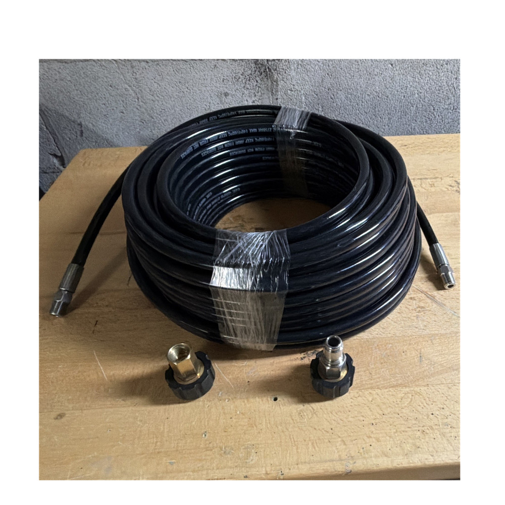 4000 PSI Pressure Washer Hose 3/8 in 100 ft Max 140F w/ Fittings Adapters