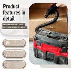 MWEDP 14-37-0105 Vacuum Hose Compatible with 18V 15 feet, Black