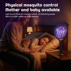 2800V Extendable Electric Fly Swatter with UV Light 90° Rotating head