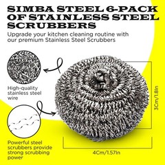 6 pcs Stainless Steel Scourer, Scrubber for Cleaning Pots, Dishes, Ovens, Grills