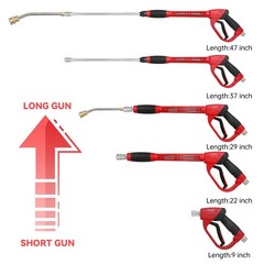 CHAVOR Upgraded Pressure Washer Gun with Extension 47 Inch, black and red