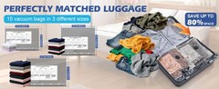Travel Vacuum Storage Bags with Rechargeable Air Pump, 15 Pack Portable Space