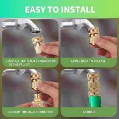 Garden Water Pipe Quick Connect, Solid Brass 3/4 Inch Thread Fitting, 6 Packs