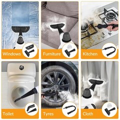 Handheld Pressurized Steam Cleaner with 12 pcs Accessories, Small, Deep Gray
