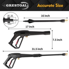 GRESTOAL Pressure Washer Gun with Replacement Extension Wand, 5 Spray Nozzle…