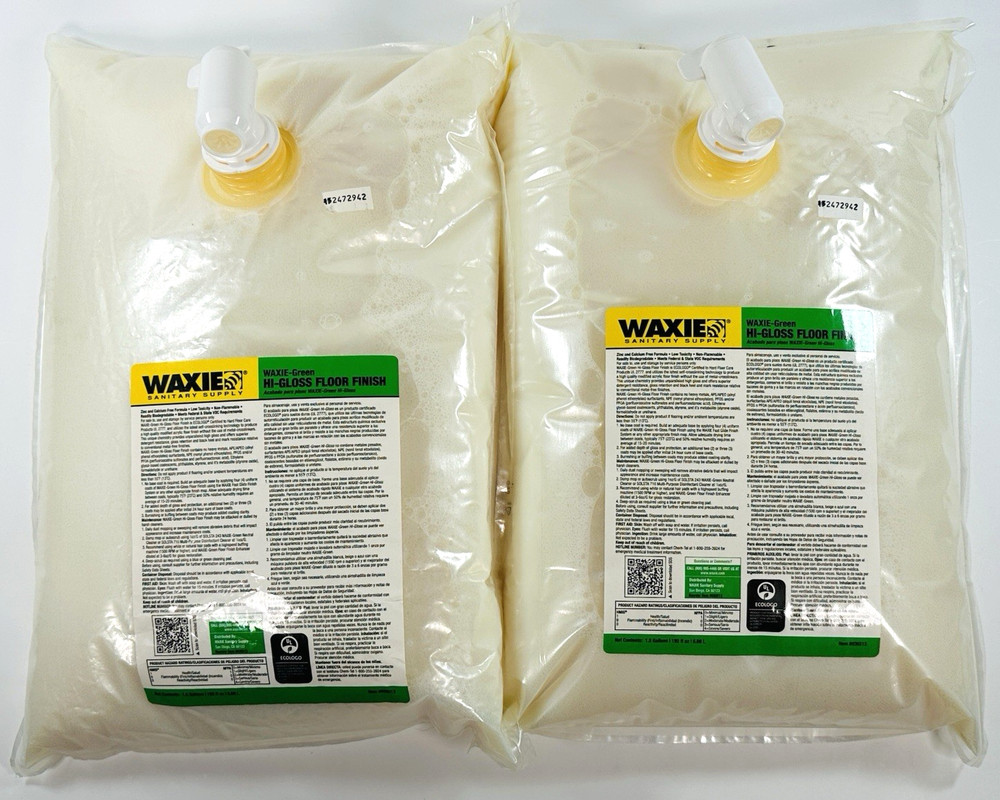 2-Pack Waxie-Green Hi-Gloss Commercial Floor Finish #930213, 1.5 Gallons Each
