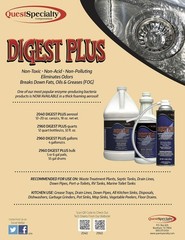 Quest Specialty DIGEST PLUS Foaming Drain Cleaner and Odor 2, Blue