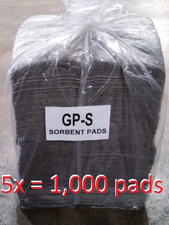 5x GPB200S – Universal Absorbent Pads – 1000 Pads Per Case, 15″ x 19″ Gray GP-S