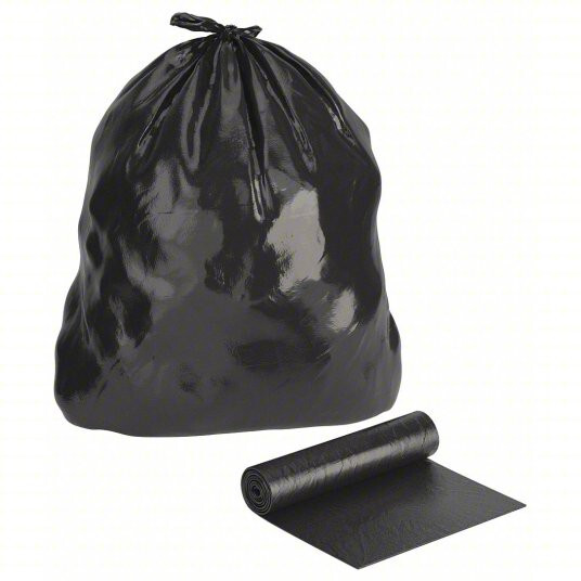 GRAINGER 31DK83 Trash Bags – 60 GAL Capacity, 38″ x 58″, 0.95 MIL, 100 PK, Black