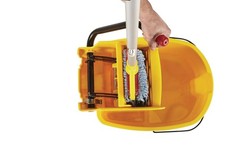 35Qt Mop Bucket & Side Press Wringer Combo on Wheels Heavy Duty Yellow