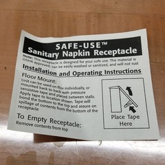 ULine H-2597 Sanitary Napkin Receptacle, Wall Mount, Plastic, White – NEW