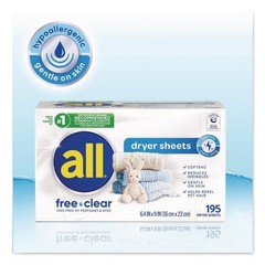 Dial 47362 Free Clear Dryer Sheets – Fragrance Free (6/Carton) New