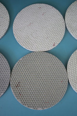 LOT OF 6 USED 3M TRIZACT DIAMOND HX DISCS 5″ RED MEDIUM & GOLD FLOOR POLISHING