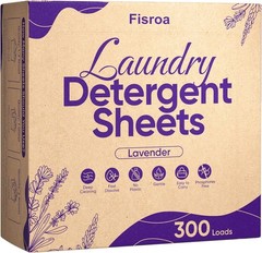 Lavender Laundry Detergent Sheets Travel Eco-friendly 300 Loads Fisroa Clothes W