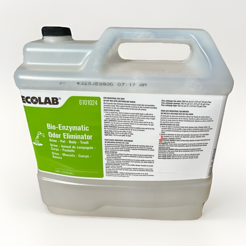 Ecolab 6101024 Bio-Enzymatic Odor Eliminator Urine Body Pet 9.46 L/2.5 Gallon