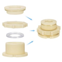 ANPTGHT 1.5″ Female ABS Bulkhead Fitting, Plastic Water Tank 1.5 Inch, Black