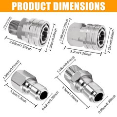1/4Inch Pressure Washer Quick Connect Fittings,Stainless Steel 8 Pack