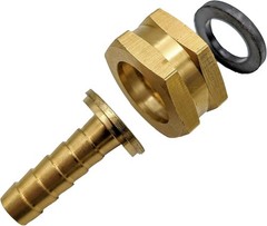 Brass Garden Hose Adapter Swivel 3/8 Barb x 3/4 GHT Female, Gold