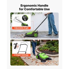 Uimoso Manual Push Floor Sweeper with 25.6″ Sweeping Width for Walk-Behind Use