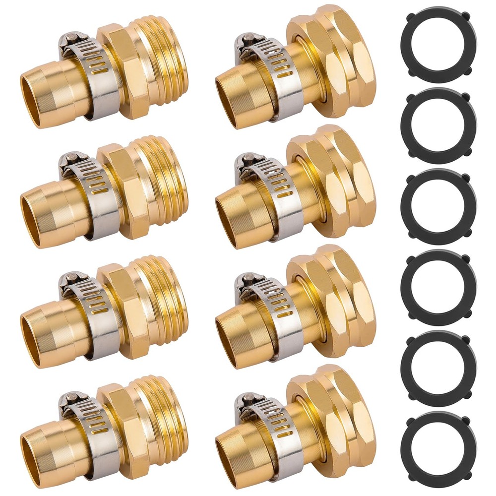 4 Set Garden Hose Repair Connector Fit for 3/4″ or 5/8″ hose(Female & Male)