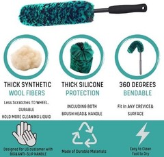 Professional 4 Pack Long Handle Wheel Brush Kit Color: 4 Pack (Green & Black)