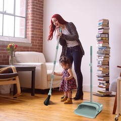 Upgrade Long Handle Broom Dustpan Set Upright Home Cleaning Kit
