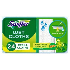 Swiffer Sweep + Mop, Wet Pads Refill, 24 Count (Pack of 1), White, Green