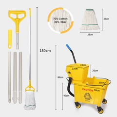 Commercial Mop Bucket with Wringer Set – Mop & Spare Head
