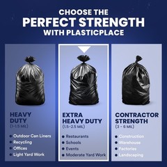 Plasticplace 40-45 Gallon Trash Bags 2.3 Mil Black Heavy Duty Garbage Can