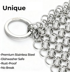Amagabeli Cast Iron Cleaner 8″x6″ Premium Stainless Steel Chainmail Scrubber