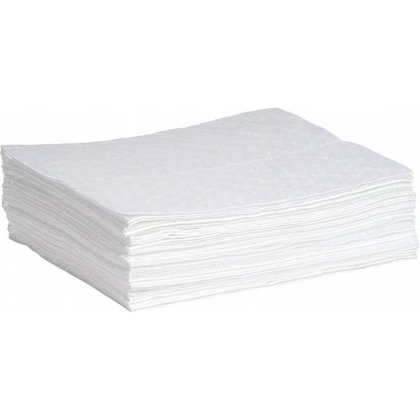 Spilltech Absorbent Pad, 15 in W x 19 in L, Absorbs 12 gal. per Pkg, Oil, White,