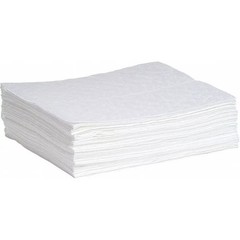 Spilltech Absorbent Pad, 15 in W x 19 in L, Absorbs 12 gal. per Pkg, Oil, White,