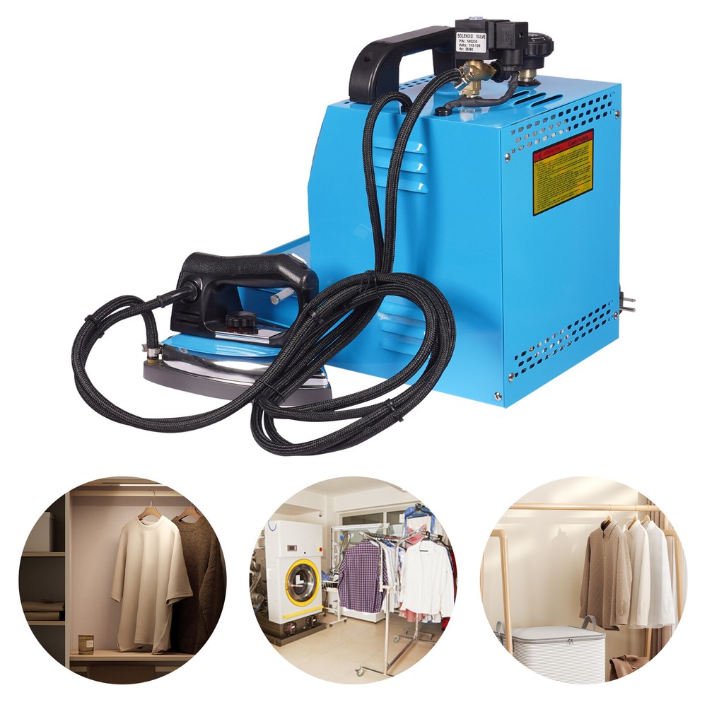Commercial Electric Steam Iron with Boiler 110V For Dry Cleaner Curtain Blue