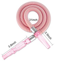 2 Pack Hookah Hose Washable 39” Shisha Acrylic Handle Leather Pink