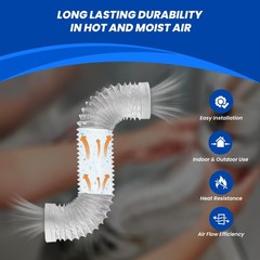 4 Inch x 3 Ft Dryer Vent Hose Flexible Silver Aluminum Duct
