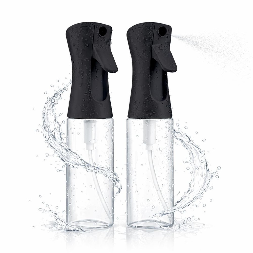2 Pack Spray Bottles for Hair – Continuous Water Mister 10.1 oz, Ebony