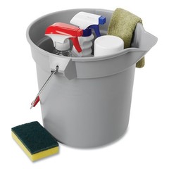 Rubbermaid Commercial 10 Quart Plastic Utility Pail, Plastic, Gray, 10.5″ dia