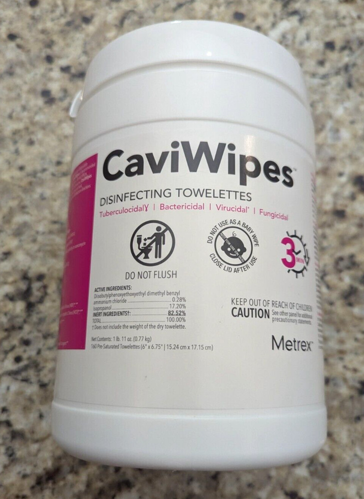 Metrex CaviWipes Disinfecting Towelettes 1 lb 11 oz 160 Wipes exp: 08/2027