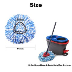 Spin Mop Replacement Head Compatible with O-Ceda Blue 4 Count (Pack of 1)