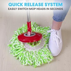 Simpli-Magic 79349 Spin Mop Cleaning System with 3 Microfiber Kit, Red/Black