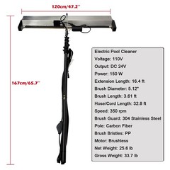 Roof/ Solar Panel Electric Cleaning Roller Brush (110V, 150W, 5m Pole)
