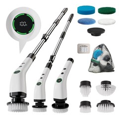 Swyprrix Electric Bathroom Cleaning Brush, Cordless Extended, White and Black