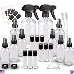 Versatile Glass Spray Bottle Set – 10 Pieces (2x16oz, 2x4oz, 6x2oz) + 9 Rollers
