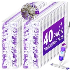 40 Pack Disposable Power Mop Pads for Swiffer 40PC, Purple